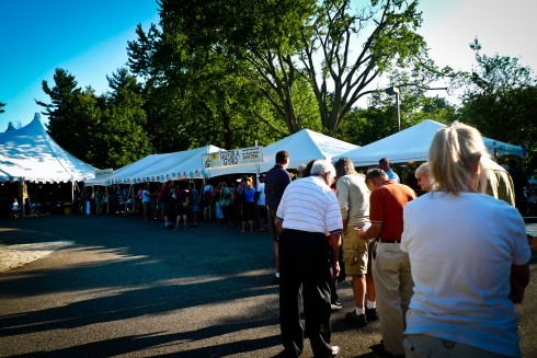 line for food