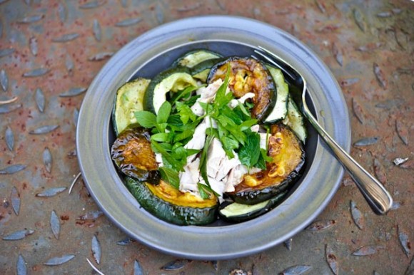 Chicken zucchini and mint salad