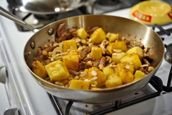 Pork pineapple cashew stir fry