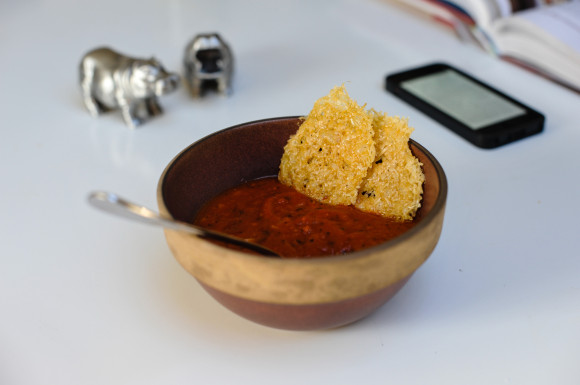 Tomato Soup with Cheese Crisps