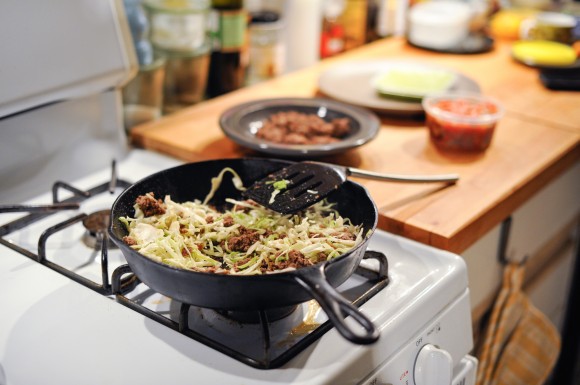 Beef and cabbage taco salad