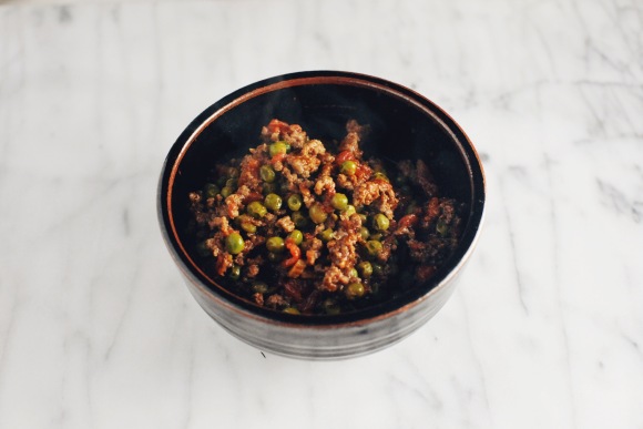 Bowl of Kheema Beef with Peas