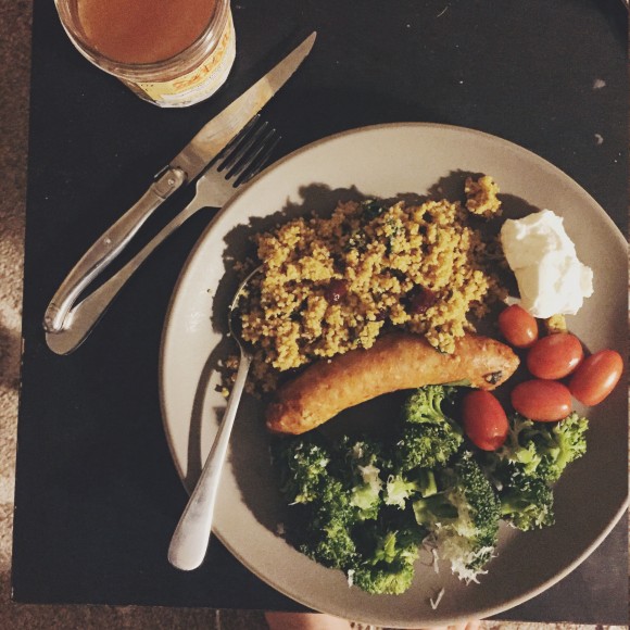 sausages and cous cous