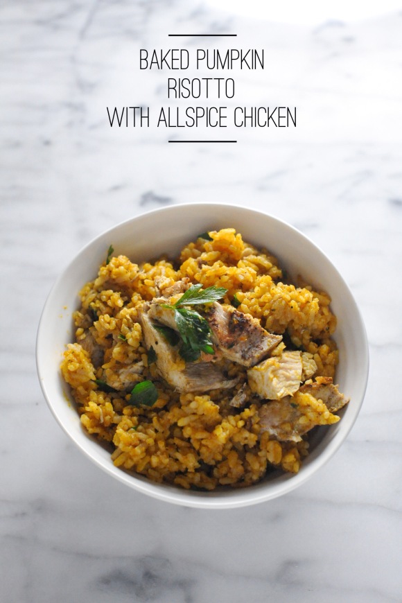 Baked Pumpkin Risotto with Allspice Chicken