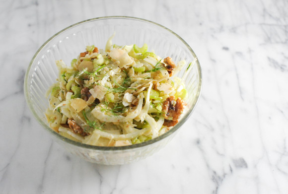 A Crunchy Fennel Salad with Celery, Walnuts, and Parmesan