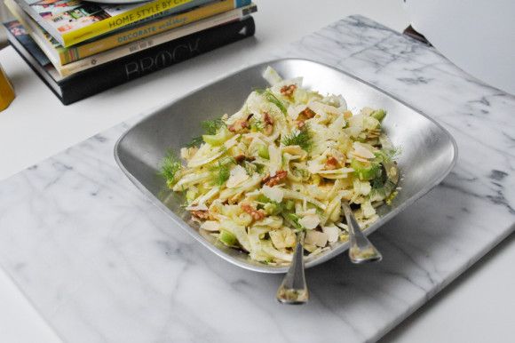 A Crunchy Fennel Salad with Celery, Walnuts, and Parmesan