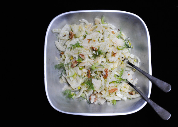 A Crunchy Fennel Salad with Celery, Walnuts, and Parmesan