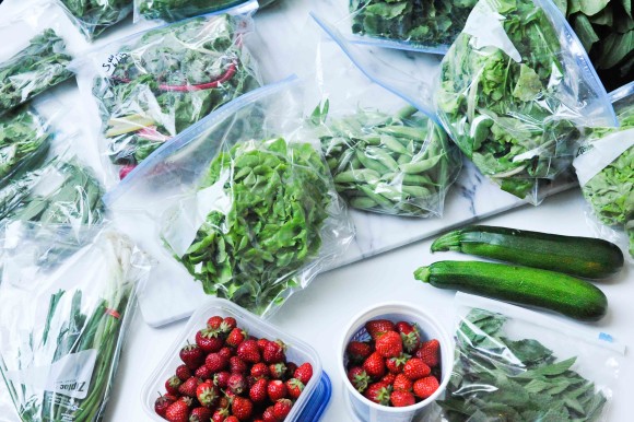 Stearns Farm CSA Fruit and Veg on Table