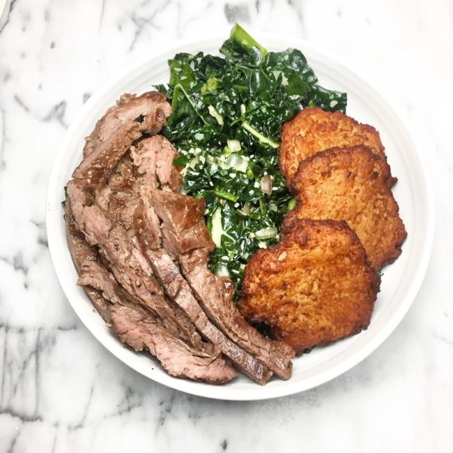 Steak Kale and Latke Dinner