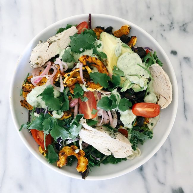 the second lunch farro and black bean salad with avocado vinaigrette