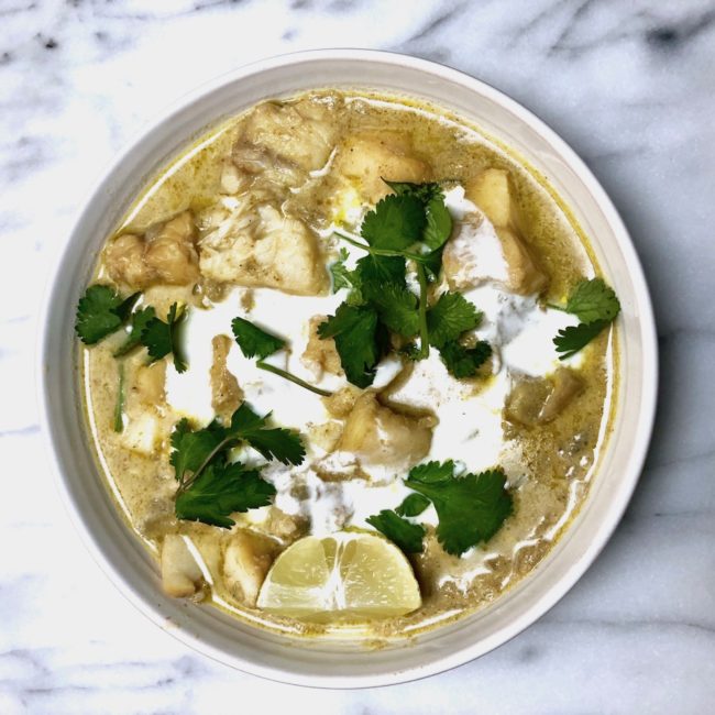 the second lunch thai green curry with cod and eggplant