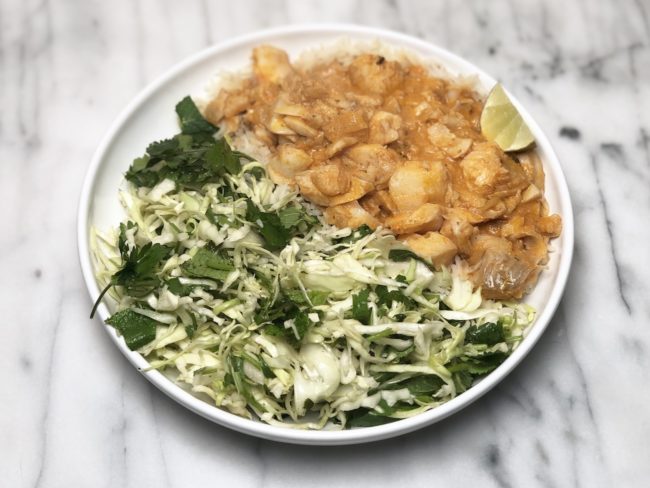 Fish Curry and Cabbage Salad